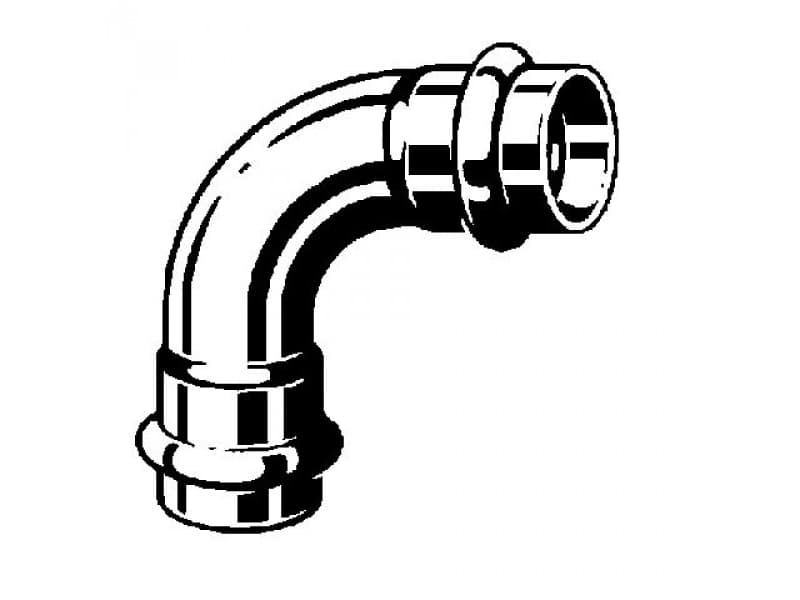 VIEGA Inox-taivutus 90 astetta 22 mmInox, ruostumaton teräsholkki / pistorasia, SC-Contur