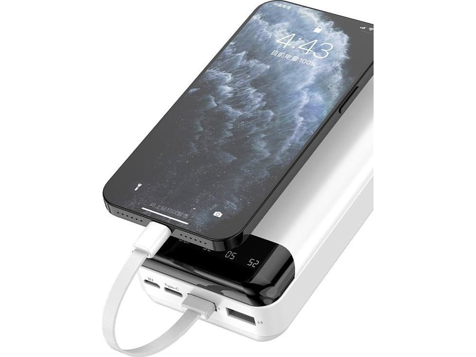 Dudao Capacity Powerbank with 3 Built-in Cables 20000mAh Type-C USB + Micro USB + Luminous Black (Dudao K6Pro +)