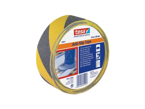 TESA 60951-00000-02, Musta/keltainen, Merkintä, Polyvinyylikloridi (PVC), 25%, 15 m, 50 mm