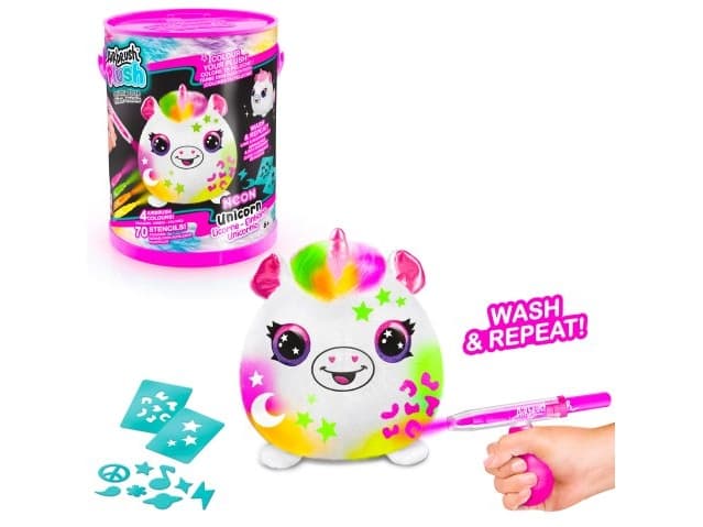 Canal Toys Airbrush Plush Neon Squish Pals Paint Can, Lasten piirustussarja, 6 vuosi/vuosia, Monivärinen