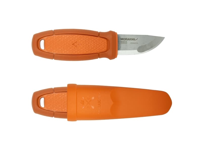 Morakniv Eldris, Yksi, Metsästyspuukko, Drop point -terä, Ruostumaton teräs, Kestomuovinen elastomeeri, Oranssi