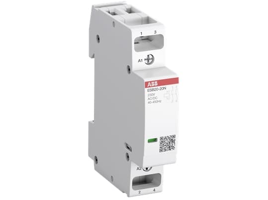 Asennuskytkin 2-napainen 1NO+1NC, AC-1 20A 55 asteessa, 250V AC, ohjausjännite 230V AC/DC