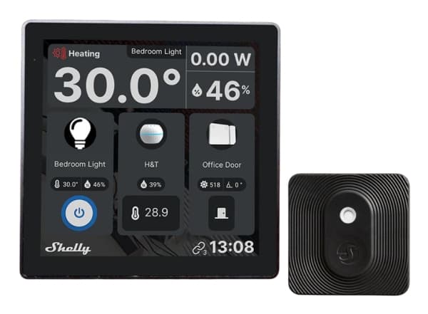 Shelly Wall Display Black + BLU H& T Black - WiFi-kosketusnäyttö