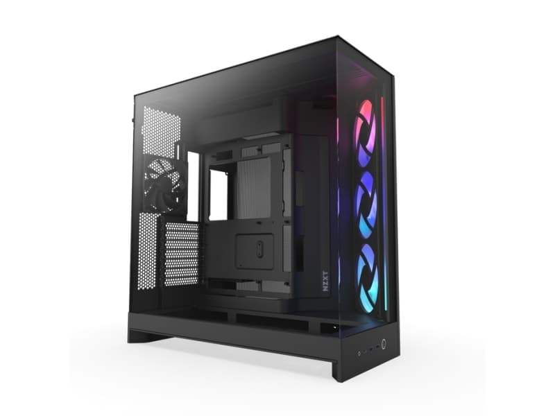 NZXT H9 Flow RGB, Midi Tower, PC, musta, ATX, EATX, mikro ATX, Mini-ITX, Verkko, SGCC, Karkaistu lasi, 16,5 cm