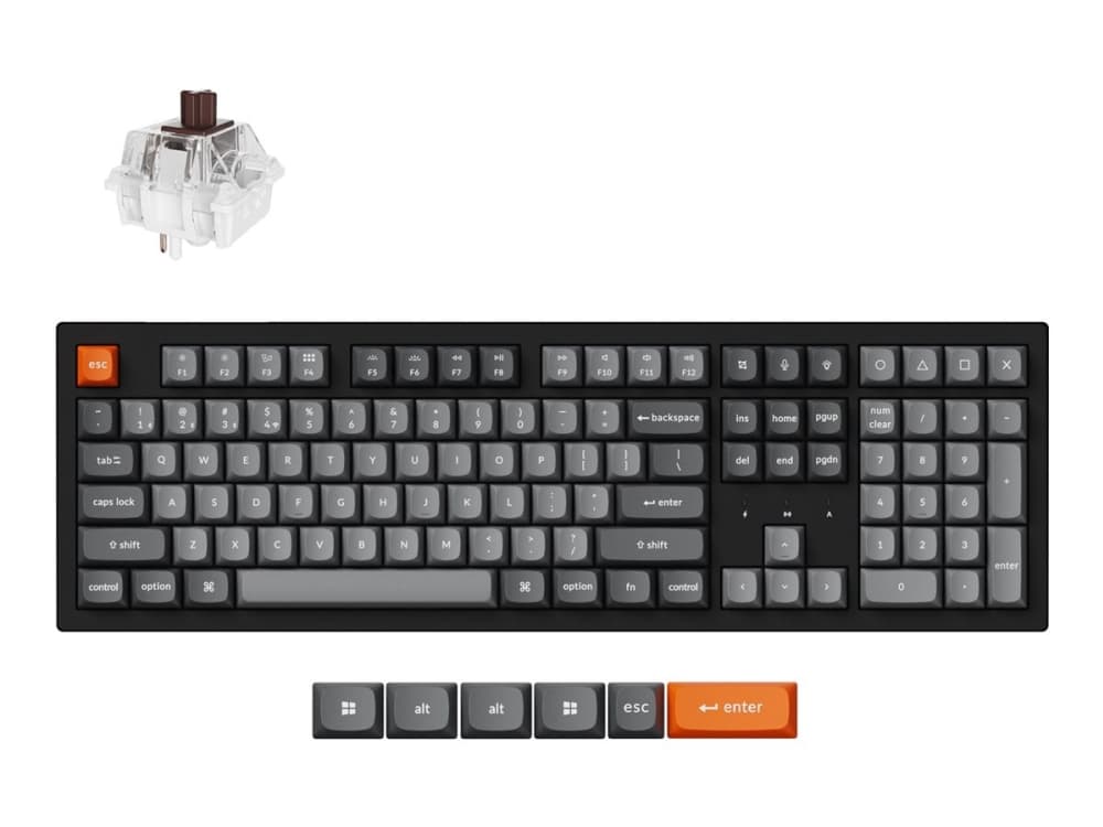 Keychron K10 Max - Näppäimistö - QMK , mekaaninen - 100% - taustavalaistu - langaton - Bluetooth 5.2, 2.4 GHz, USB-C - QWERTY - USA - näppäinkytkin: Keychron Super Brown - näppäinkytkin: Keychron Super Ruskea