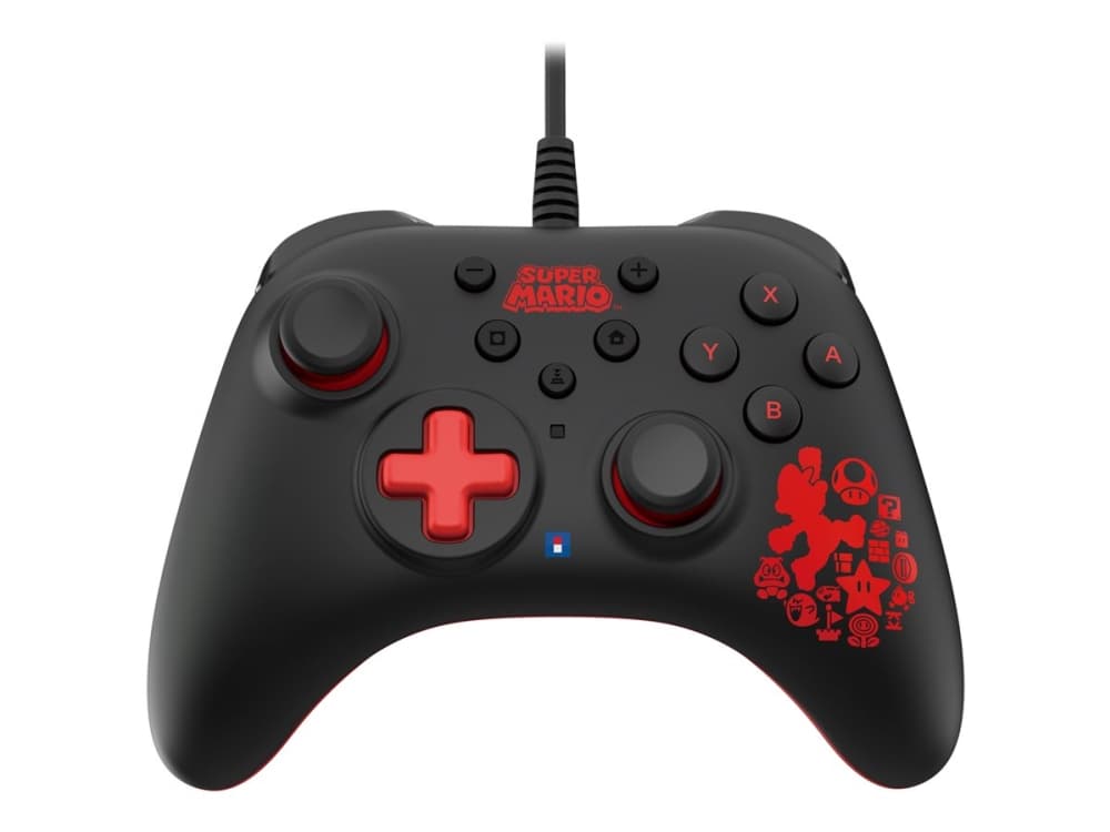 Hori HORIPAD Turbo Mario, Pad-ohjain, Nintendo Switch, D-pad, Kotipainike, Turbopainike, Langallinen, Musta, Punainen, 3 m