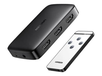 Kytkin UGREEN CM332 3in1 HDMI 1.4 4K 30 Hz (musta)