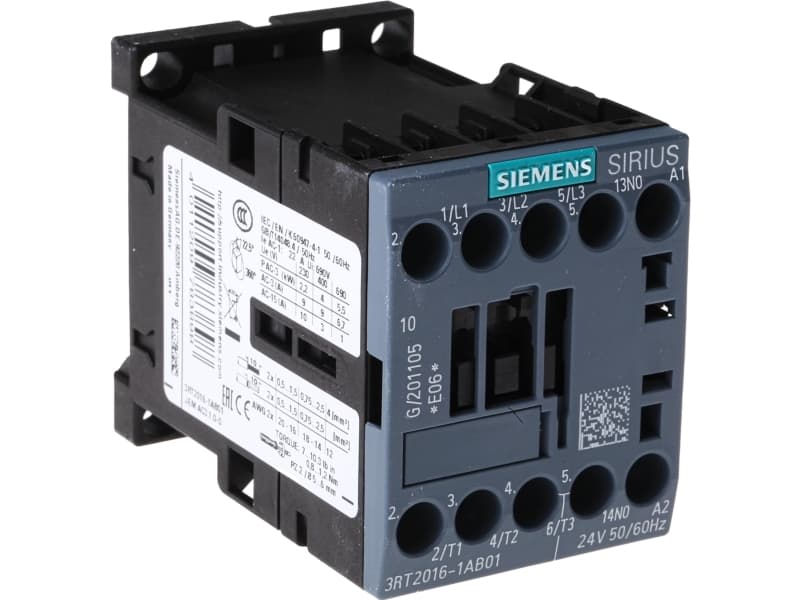 Kontaktor4KW/400V, AC 24V, 1NO, 3-polet, Størrelse S00 Skrueterminaler