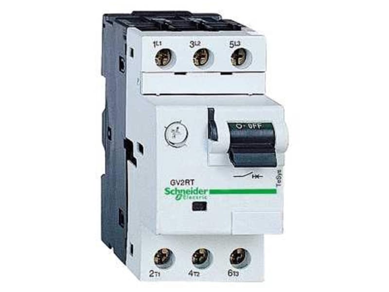 SCHNEIDER ELECTRIC Käsikäyttöinen moottorinsuoja TypeGV2-RT 3-napainen asetusalue 4-6,3A 400VAC:ssa Ruuviliitin Muuntajille ja moottoreille