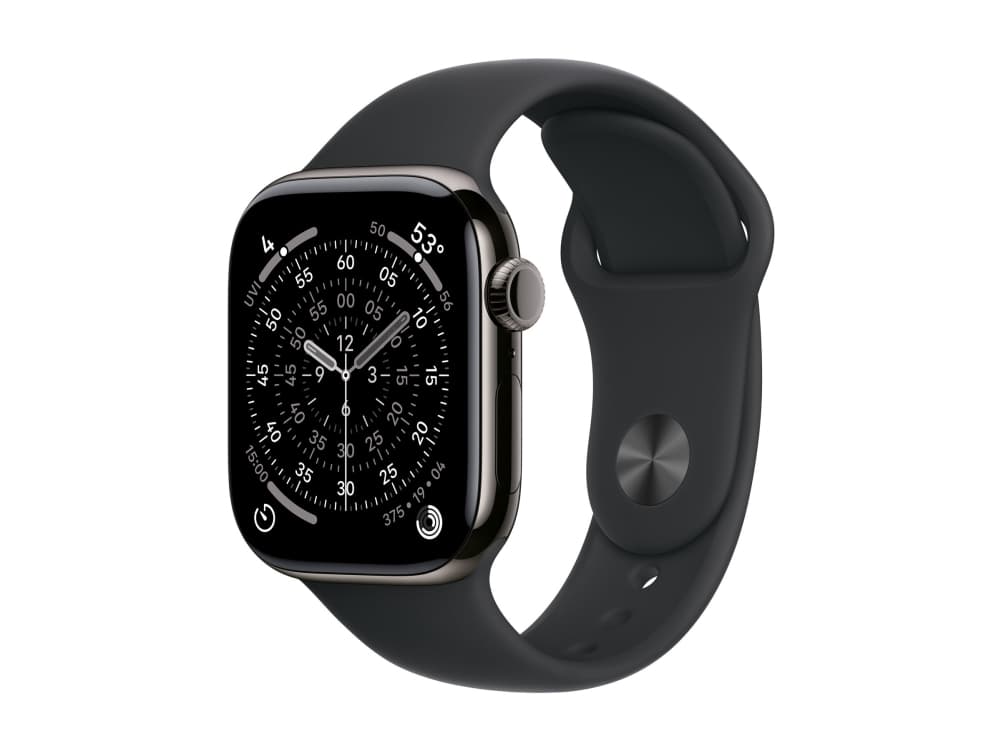 Apple Watch Series 11 GPS + Cellular 42mm Slate Titanium Case with Black Sport Band - M/L