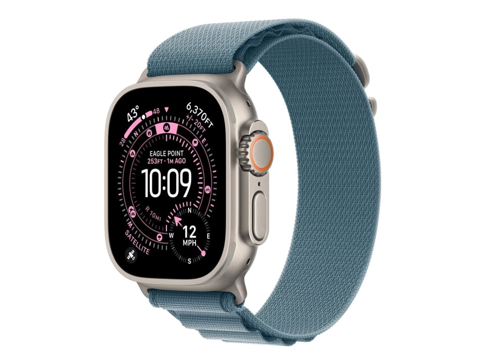 Apple - Älykellosilmukka - 49 mm, luonnon titaaniviimeistely - pieni koko - vaaleansininen - Watch Hermès Series 9, SE 3, Series 10, Series 11, Series 8, Series 9, Ultra 2, Ultra 3 - kelloihin