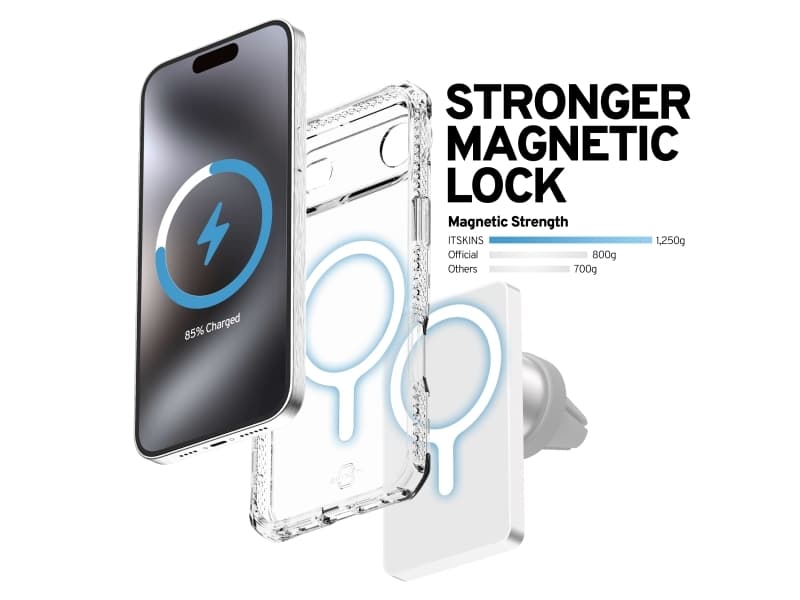 ITSKINS HYBRID MAGSAFE CLEAR kotelo iPhone 17 Air®. läpinäkyvä