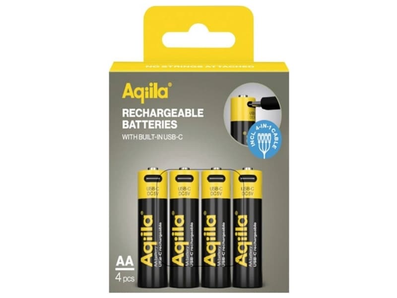 Aqiila AA USB-C® akku Lithium 2000 mAh 1.5 V 4 kpl Aqiila AA USB-C® akku Lithium 2000 mAh 1.5 V 4 kpl