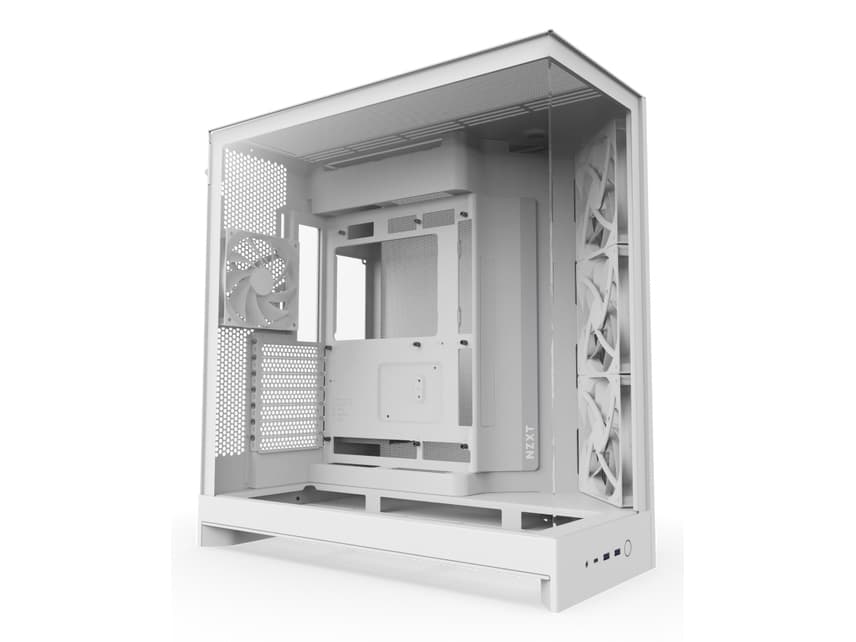 NZXT H9 Flow, Midi Tower, PC, Valkoinen, ATX, EATX, mikro ATX, Mini-ITX, Verkko, SGCC, Karkaistu lasi, Pelaaminen