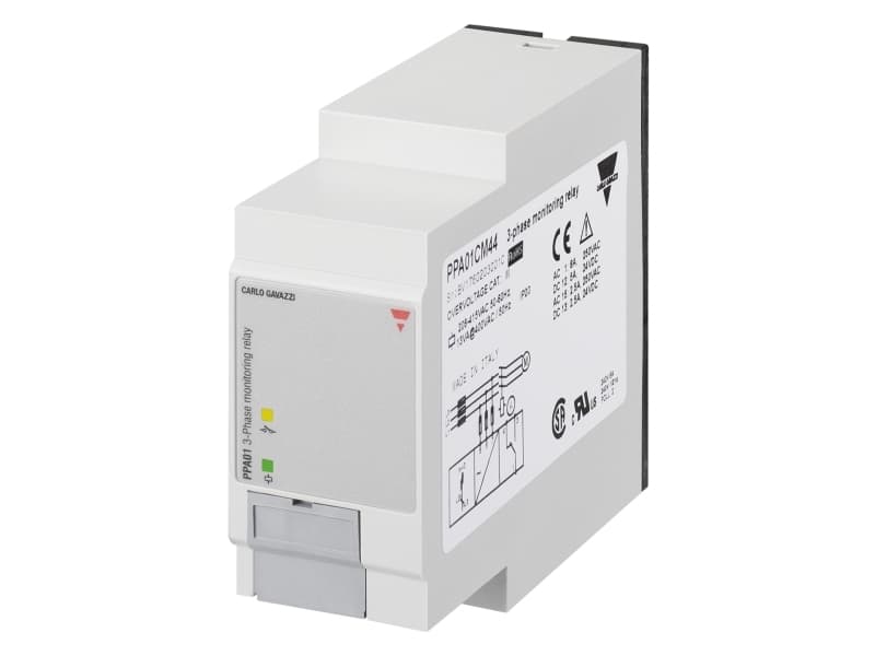 CARLO GAVAZZI Fasefølge-/fasebrudsrelæ 208-480V AC1 polet skiftekontaktsæt 8A til 11 polet sokkelia