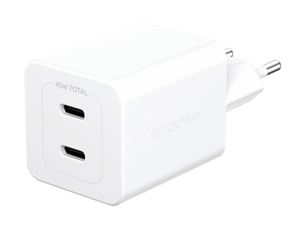 PanzerGlass empower™ by ® Turbo 45W Charger incl. 2 x USB-C | EU Plug | Silver White, Sisätila, AC, Valkoinen