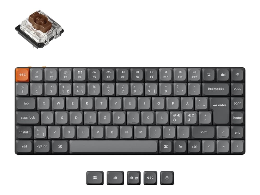 Keychron K3 Max, 75%, Langaton, USB + RF Wireless + Bluetooth, Mekaaninen, RGB LED, Harmaa