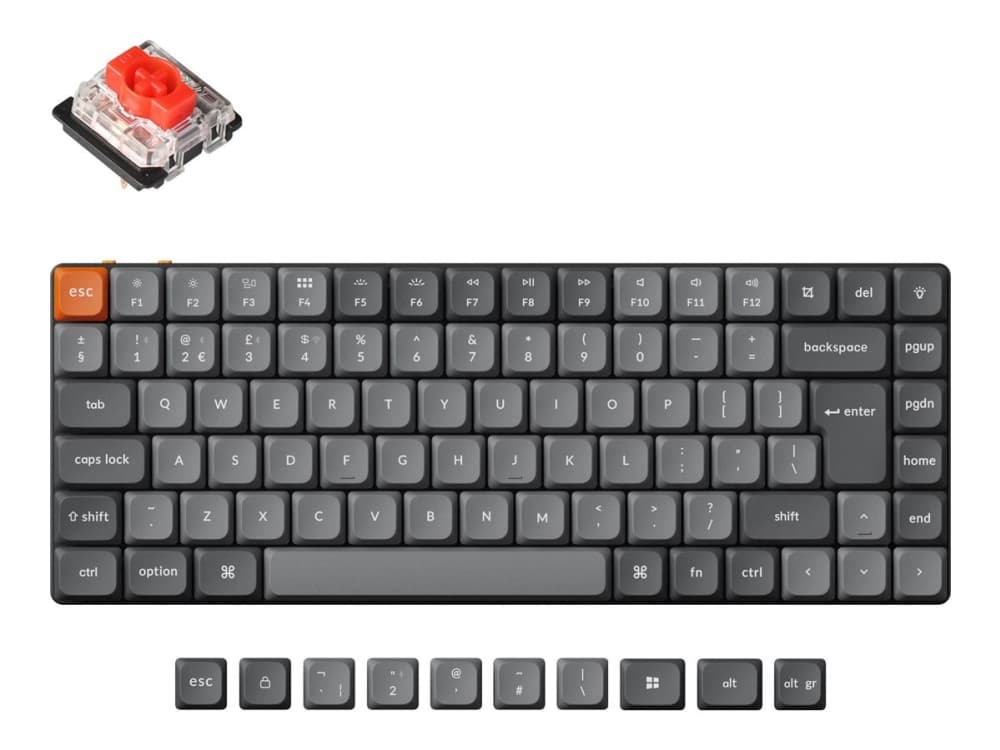 Keychron K3 Max, 75%, Langaton, USB + RF Wireless + Bluetooth, Mekaaninen, RGB LED, Harmaa