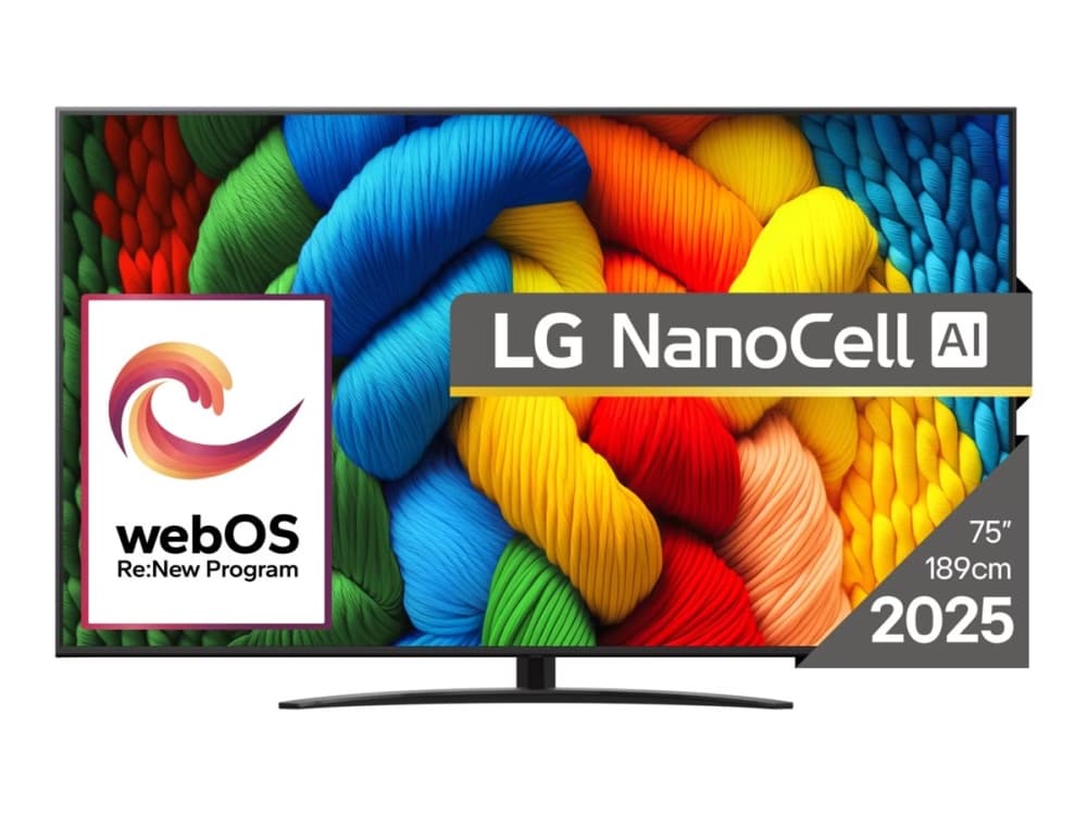 LG NanoCell AI 75NANO81A3A, 190,5 cm (75), 3840 x 2160 pikseliä, NanoCell, Älytelevisio, Wi-Fi, musta