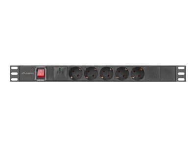 Lanberg PDU-05F-0200-IEC-BK, 1U, Alumiini, musta, 5 AC-pistorasia(a), Tyyppi F, C14 liitin