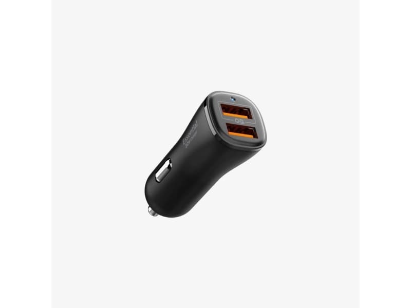 Įkroviklis Spigen Essential EV302 30W 2xUSB-A juoda auton laturi