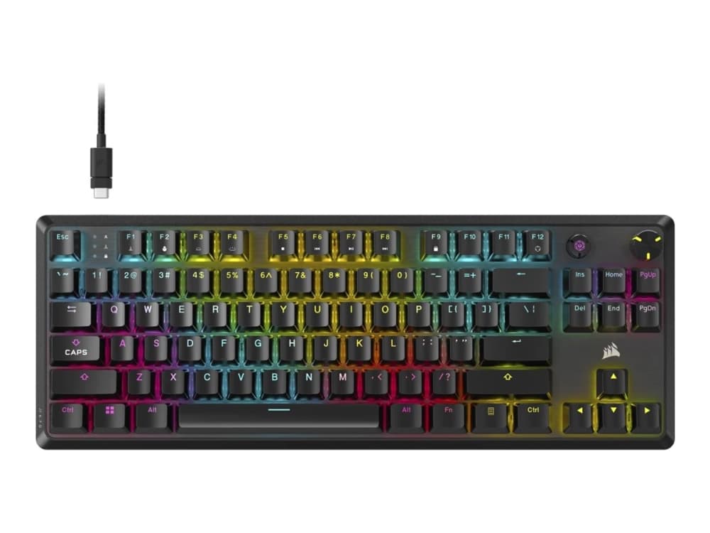 CORSAIR K70 CORE TKL Tenkeyless Mechanical Gaming Keyboard Backlit RGB LED CORSAIR MLX RED Black Black ABS Keycaps