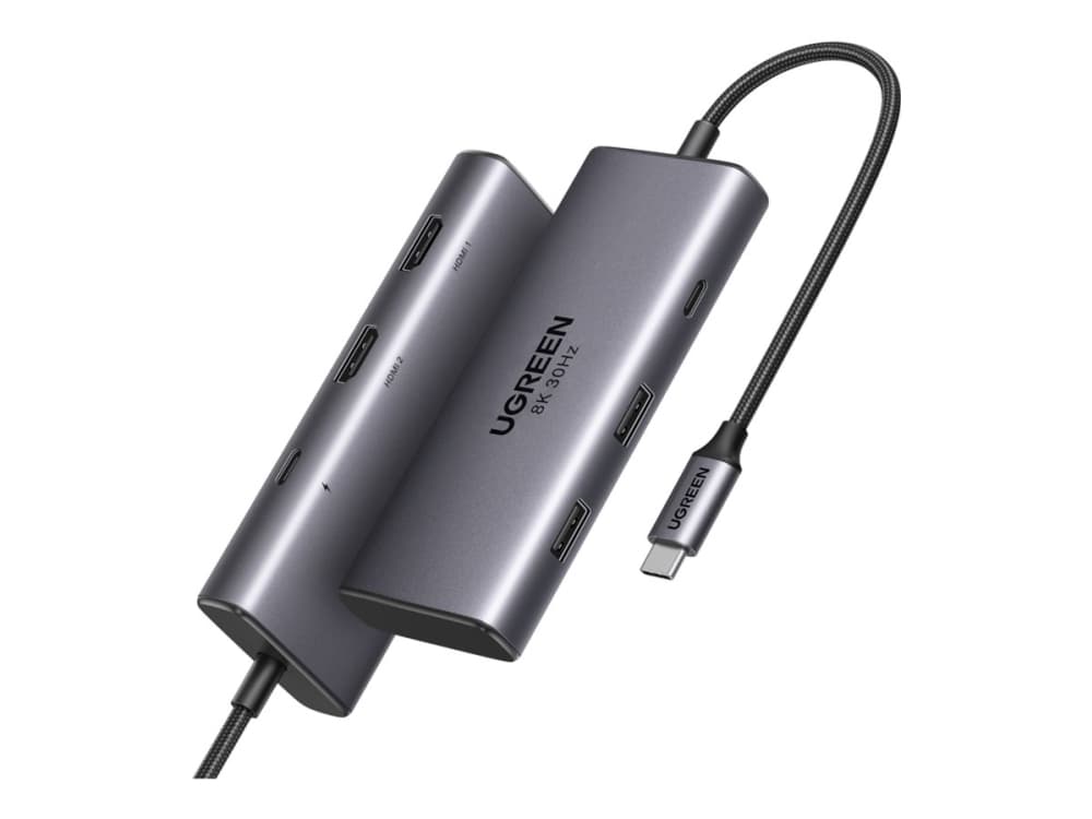 USB-sovitin Ugreen-sovitin 6w1 UGREEN CM498 USB-keskitin 2x USB-A 3.0, USB-C 3.0, 2xHDMI, PD