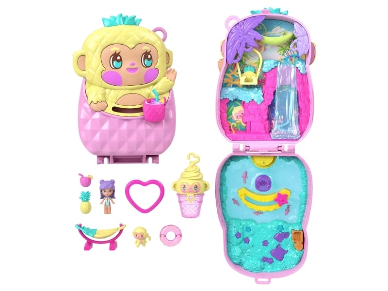 Polly Pocket Pineapple Monkey Compact, Eläin, 4 vuosi/vuosia, Monivärinen, Muovi