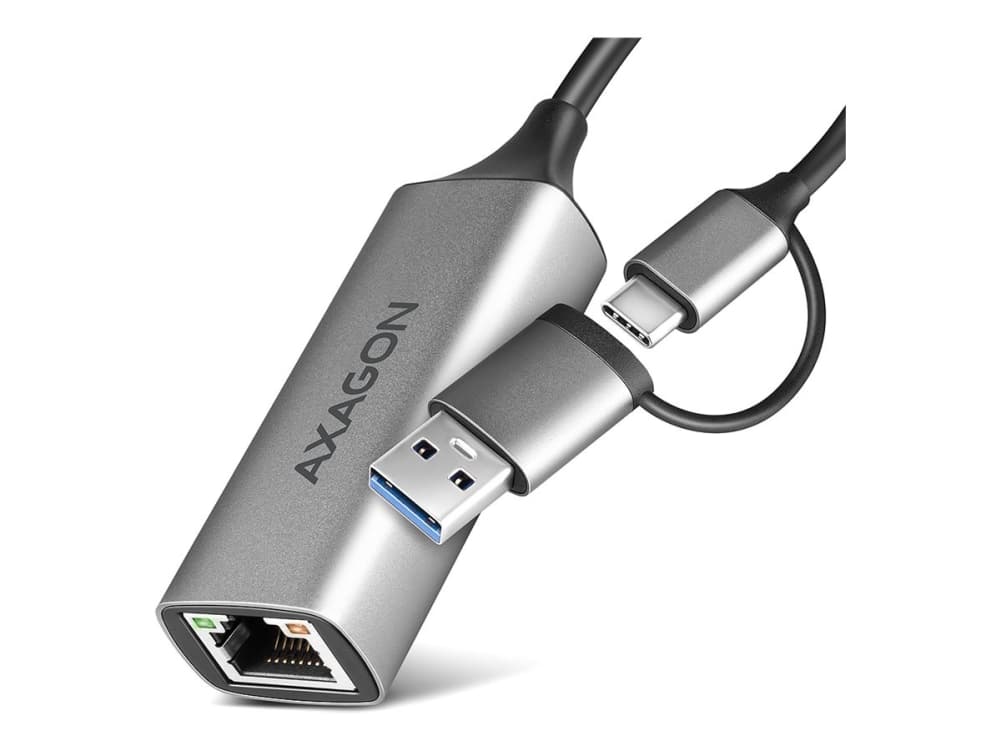 Axagon ADE-TXCA verkkosovitin Gigabit Ethernet -sovitin, USB-C (USB-A vähennys) 3.2 Gen 1, automaattinen asennus