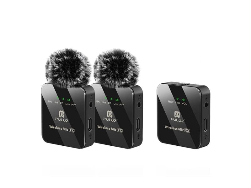 Langaton tie-band-mikrofoni PULUZ 2 TX + 1 RX