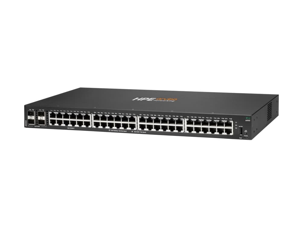 HPE Aruba Networking CX 6000 48p 10M/100M/1G 4p SFP 1G -kytkin - kytkin - Hallittu - 48 x 10/100/1000 + 4 x Gigabit SFP (uplink) - sivulta toiselle suuntautuva ilmavirta - telineasennettava, seinäasennettava - BTO