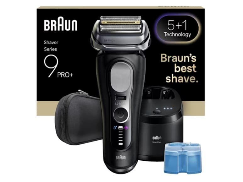 Braun Series 9 Pro+ 9660CC, Kalvoparranajokone, Musta, Hopea, Ruostumaton teräs, Painikkeet, LED, Verkkovirta/akku