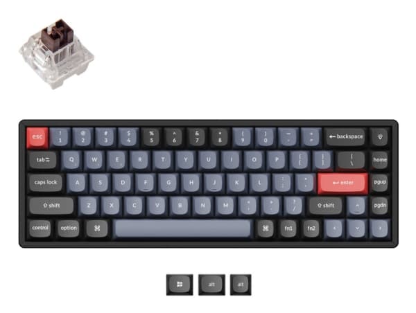 Keychron K6P-J3, Langaton, USB + Bluetooth, Mekaaninen, QWERTY, RGB LED, musta, Harmaa