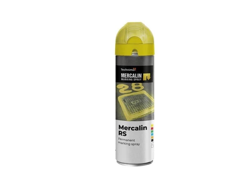 Mercalin merkintäsuihke 500ml - RS keltainen, asfaltille, betonille, ruoholle, soralle, puulle, kivelle ja jäälle