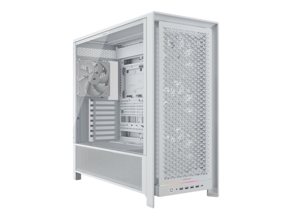 Corsair FRAME 5000D RS, Midi Tower, PC, Valkoinen, ATX, EATX, mikro ATX, Mini-ITX, Muovi, Terästä, Karkaistu lasi, Pelaaminen