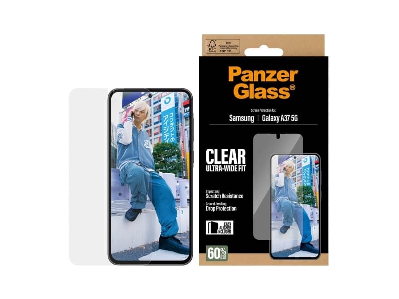 PanzerGlass Screen Protector Ultra-Wide Fit - Clear - Samsung Galaxy A37 5G, Samsung, Galaxy A37 5G, Naarmuuntumisenkestävä, Läpinäkyvä