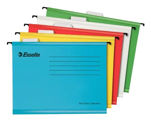 Esselte 10509, Tavanomainen paperikansio, Pahvi, Sininen, Vihreä, Punainen, Valkoinen, Keltainen, 205 g/m², 5 kpl
