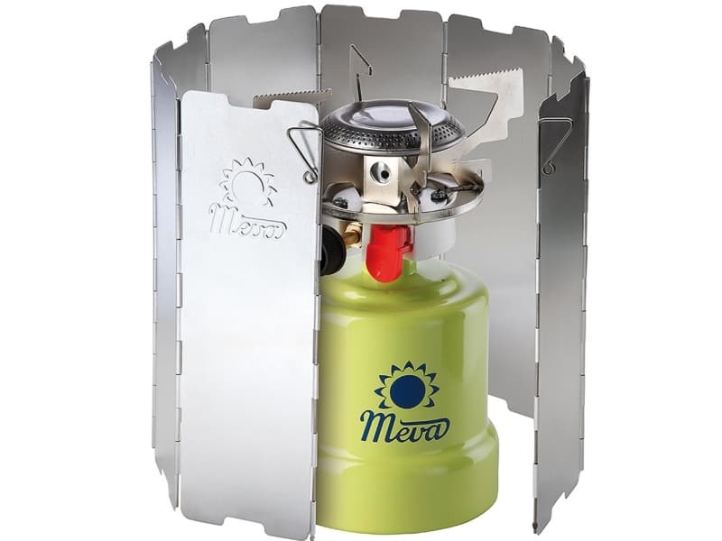 Wind shield for a camping stove burner - silver