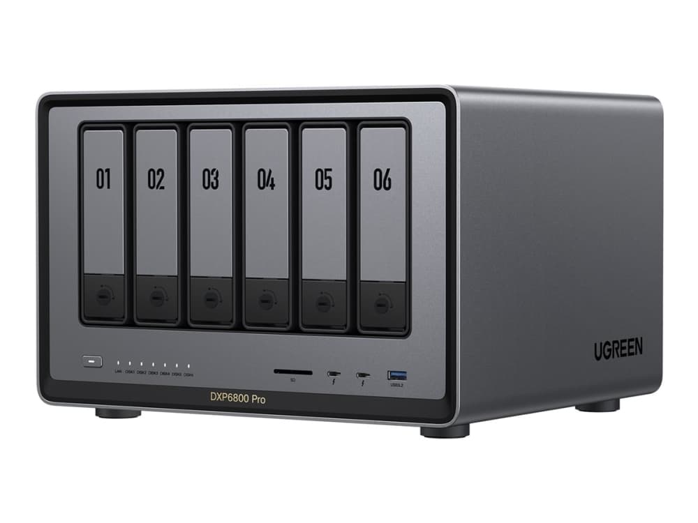 UGREEN NASync DXP6800 Pro 6-väyläinen NAS 0/6 SATA + 0/2 M.2 SSD, 2x 10GbE, 8GB RAM-muistia
