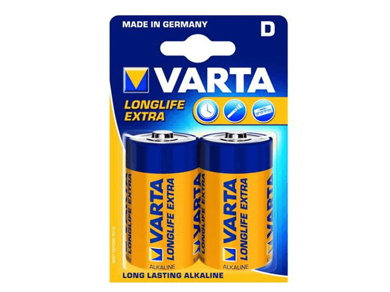 Varta 4120, Kertakäyttöinen akku, D, Alkali, 1,5 V, 2 kpl, Sininen, Keltainen